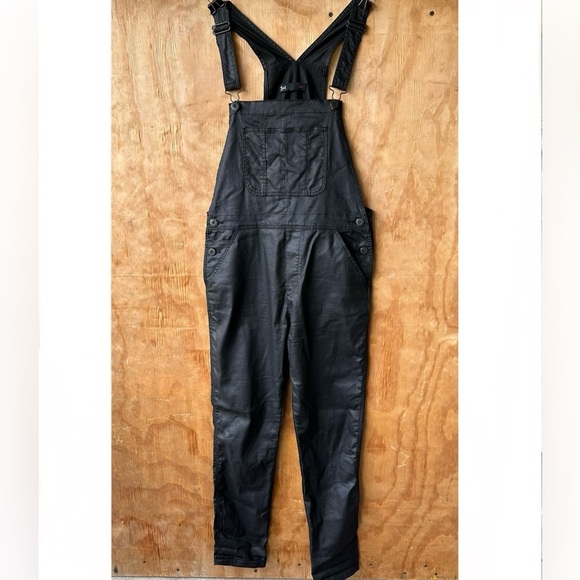 3x1 Black Denim Waxed Shiny Skinny Overalls - Picture 3 of 16